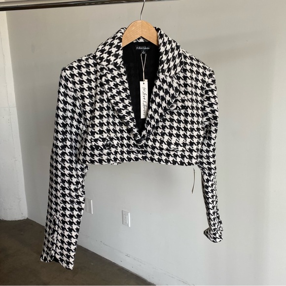 $207 NWT Black For Love & Lemons “Bonnie” Cropped Blazer Sz S Small - Picture 2 of 10